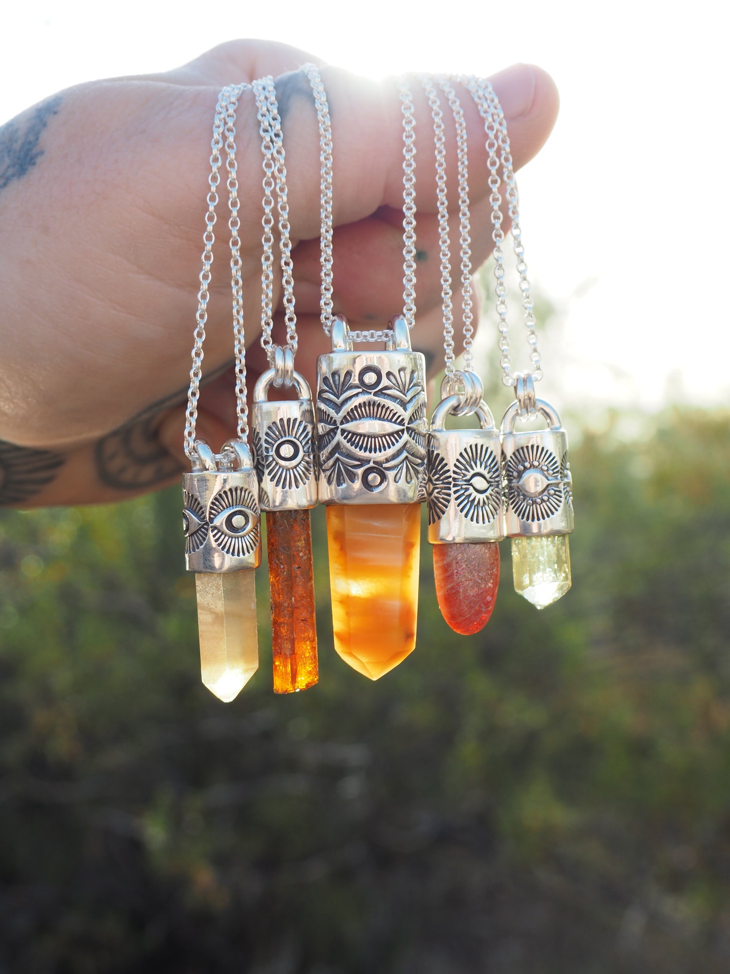 Sunstone Spike Eye Talisman Necklace