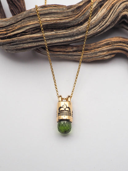 14k Gold Peridot Raincloud Talisman Necklace