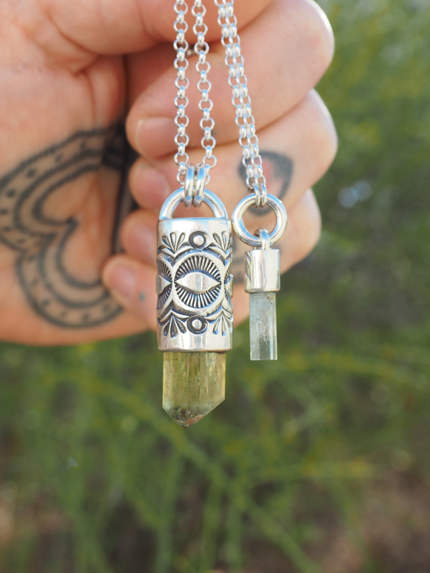 Yellow Apatite Eye/Desert Talisman Necklace